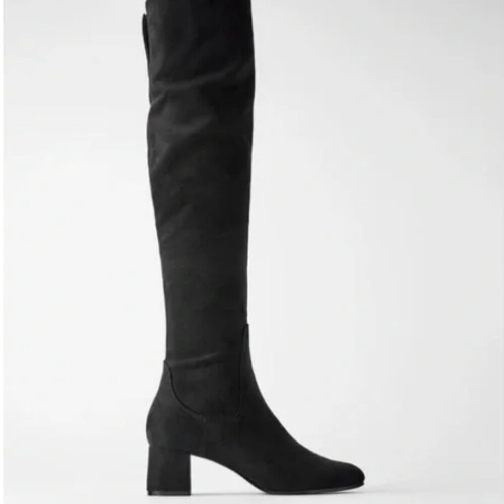 Zara Black Suede OTK Boots like new - 40 - Black